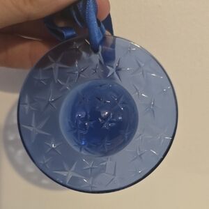 Vintage 1993 Lalique. Lue Glass Constellation Saturn Star Ornament